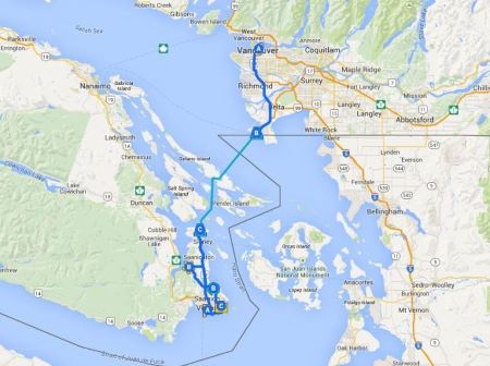 travel map Vancouver to Victoria